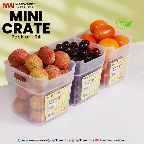 Pack Of 4 Plastic Mini Crate