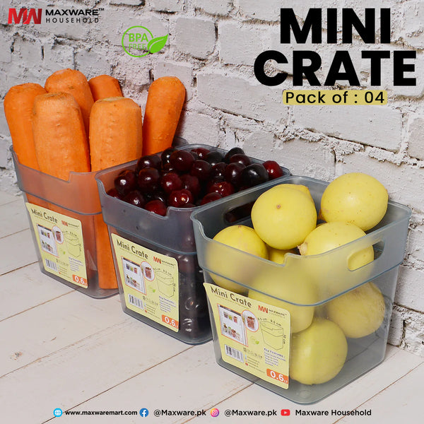 Pack Of 4 Plastic Mini Crate