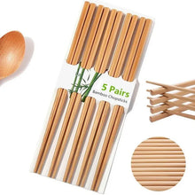 Pack of 5 Pairs - Reusable Chinese Bamboo Chopsticks