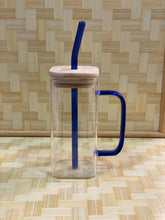 Square Ice Tea mug with lid and glass straw