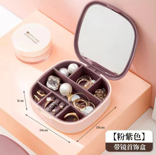 Portable Mini Jewelry Organizer Box With Mirror