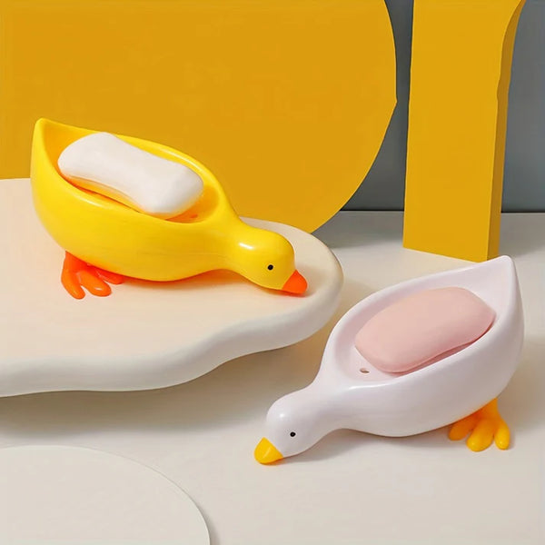 Cute Duck Shape Soap Dish Self Draining Soap Holder