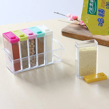 6Pcs Spice Jar Set Home Storage Container with Tray Rack