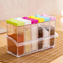 6Pcs Spice Jar Set Home Storage Container with Tray Rack