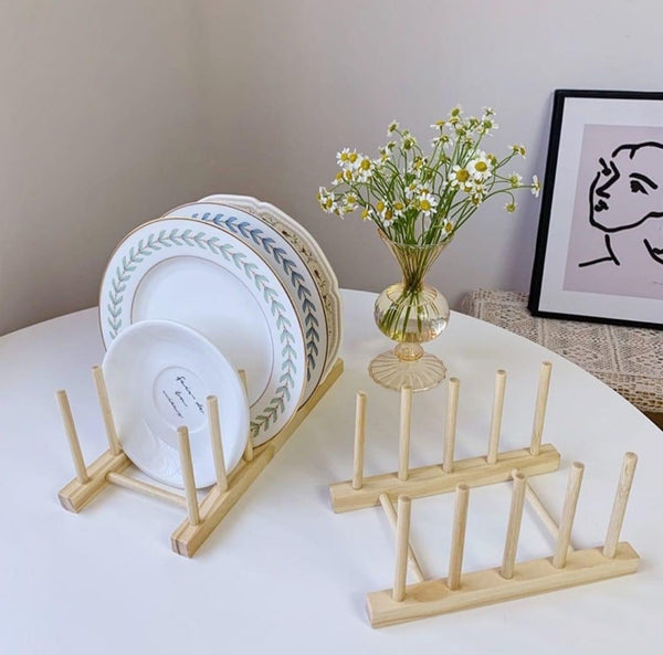 Bamboo Wood Plate Stand