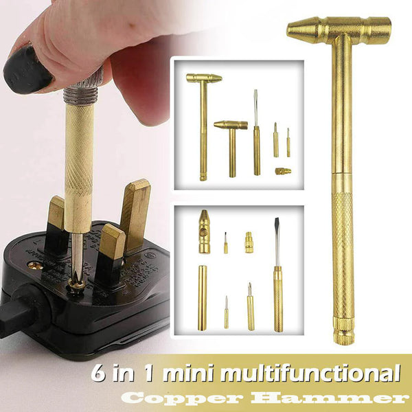 5 In 1 Micro Mini Multifunction Multi Brass Hammer