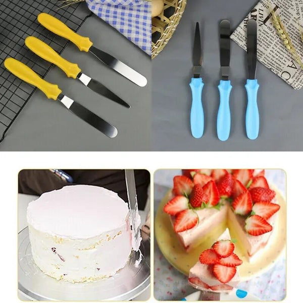 3Pcs Stainless Steel Cake Cream Spatula Set