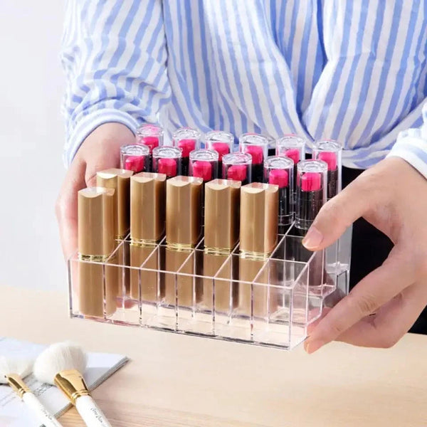 24 Grid Stand Solid Lip Stick Cosmetic Storage Box Organizer