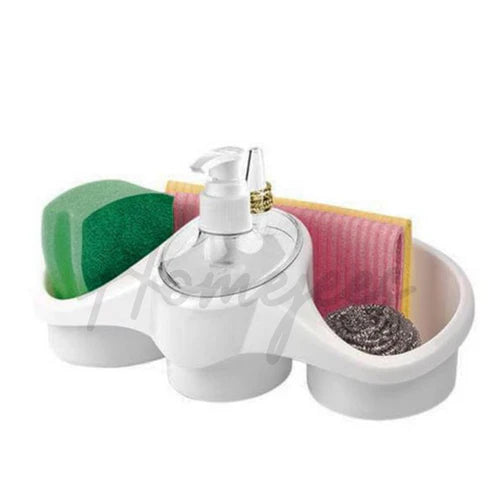 Sponge Holder And Soap Dispenser Sink Organizer