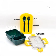 2 Portion School Lunch Box With Spoon & Fork