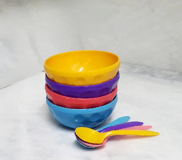 Pack of 4 - Beautiful Design Soup Bowls With Spoons