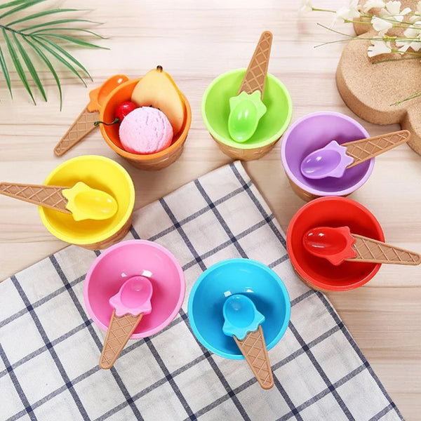 2Pcs Kids Colorful Ice Cream Bowls