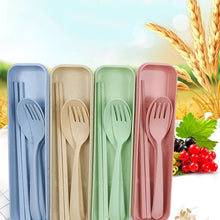 3Pc Wheat Straw Fork Spoon Chopsticks Set