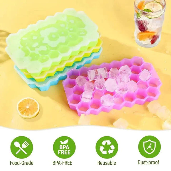 Honeycomb Silicone Ice Cube Tray With Lid