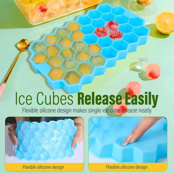 Honeycomb Silicone Ice Cube Tray With Lid