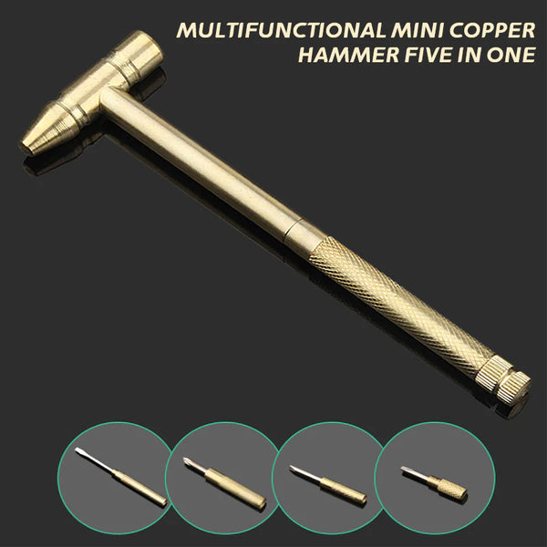 5 In 1 Micro Mini Multifunction Multi Brass Hammer